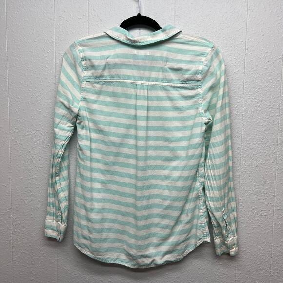 Old Navy 1/2 Button Womens Striped Cotton Shirt Small Capsule Minimalist Coastal - Picture 6 of 13